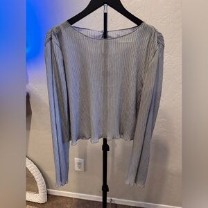Astr Sheer Gray Blouse Flaired Sleeves